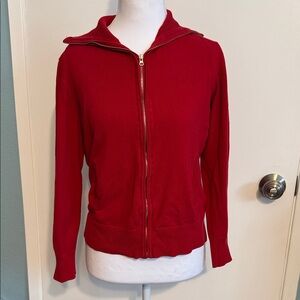 Carolyn Taylor Red Zip-Up Cardigan